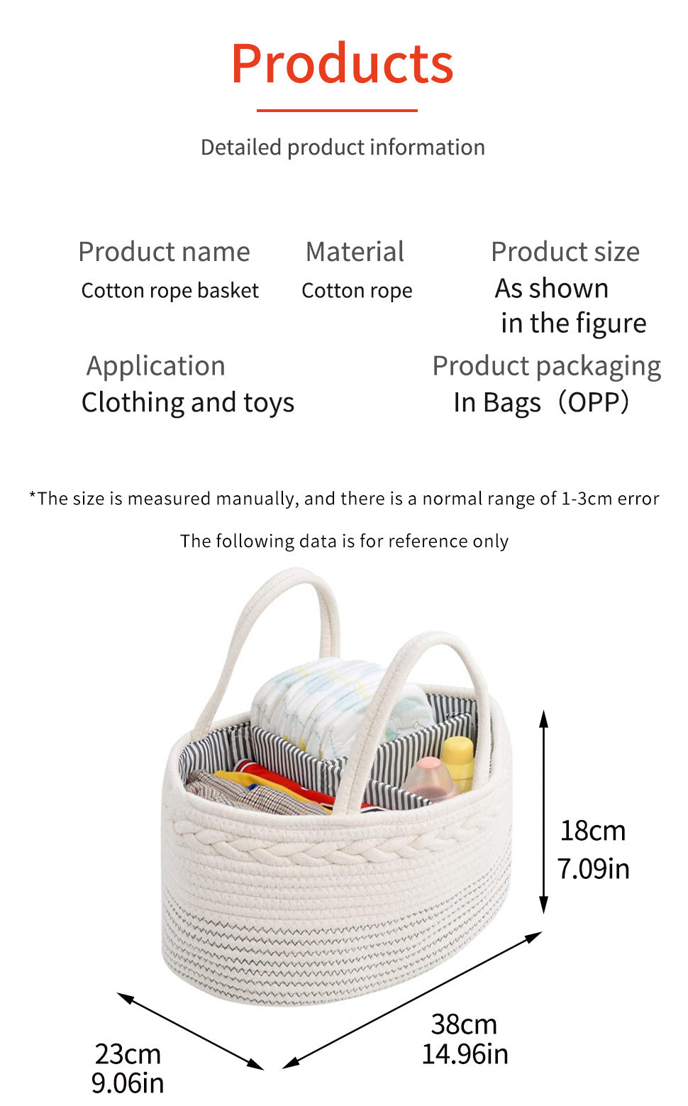 Coffee Stylish Cotton Rope Basket for Clothing & Toys - Woven Storage Organizer, 38x23x18cm - STripleB