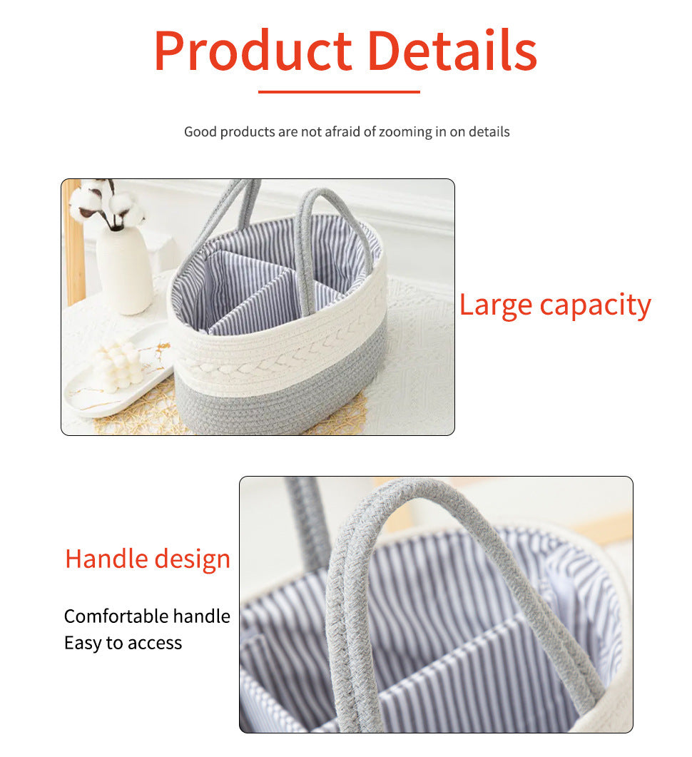 Coffee Stylish Cotton Rope Basket for Clothing & Toys - Woven Storage Organizer, 38x23x18cm - STripleB