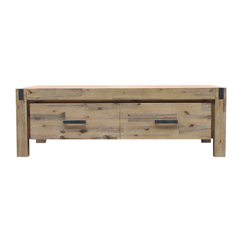 Coffee Table - Solid Acacia Wood & Veneer 1 Drawers Storage - Oak - STripleB