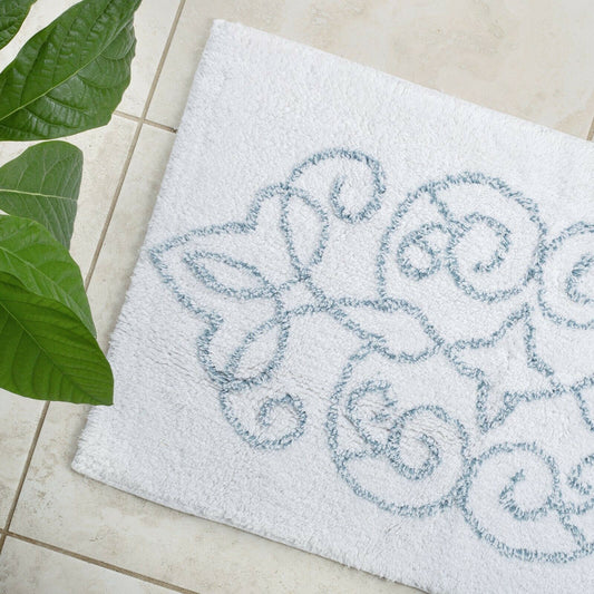 Cotton Medallion Tufted Non-Slip Jacquard Bathmat - STripleB
