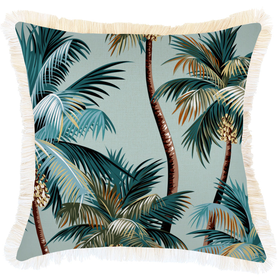 Cushion Cover-Coastal Fringe-Palm Trees Seafoam-45cm x 45cm - STripleB