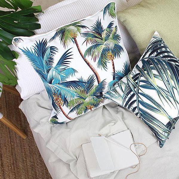 Cushion Cover-With Piping-Palm Trees White-60cm x 60cm - STripleB