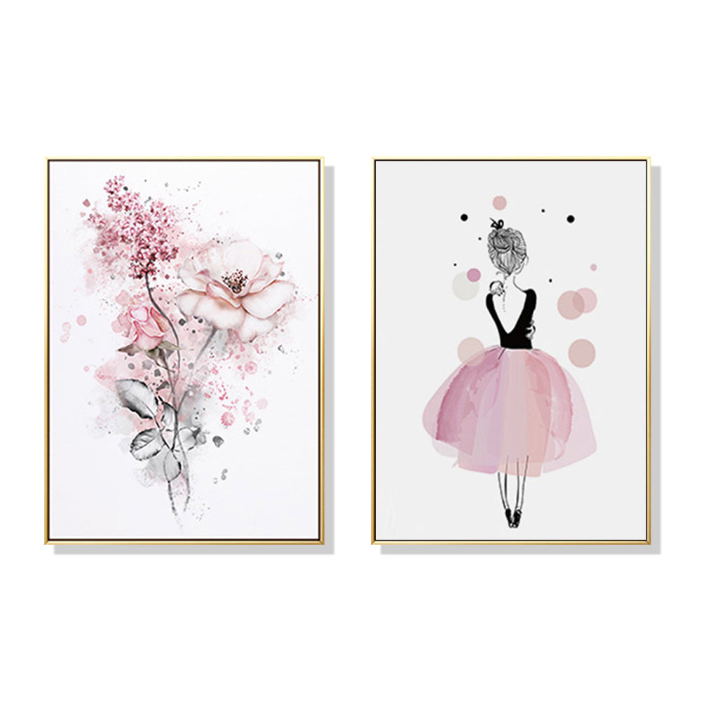Dancing Ballerina in Paris 2 Sets Gold Frame Canvas - 70cmx100cm - STripleB