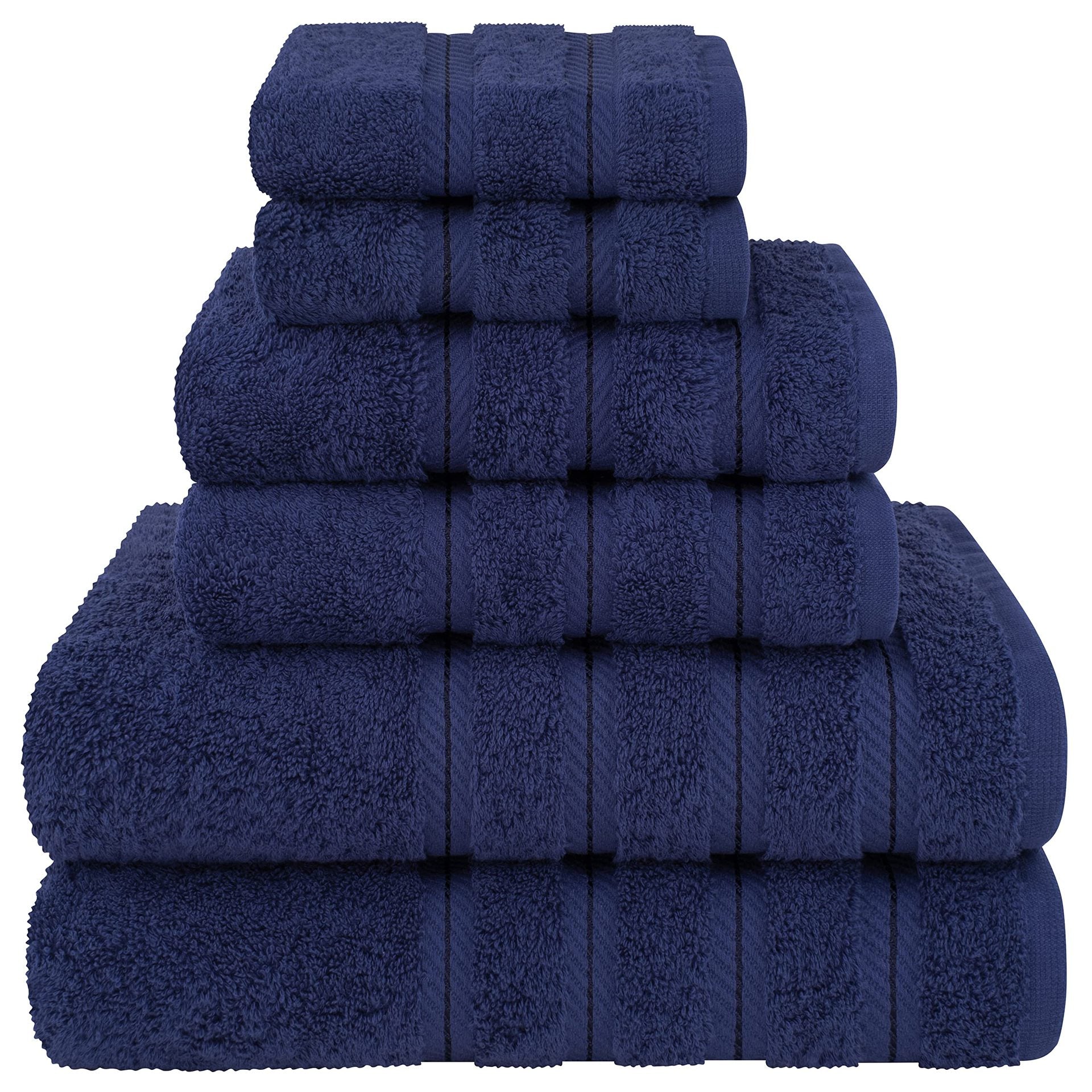 Dark Blue Luxury 6-Piece Combed Cotton Towel Bale Set - Ultra Soft & Absorbent Bath, Hand, Face Towels - STripleB 