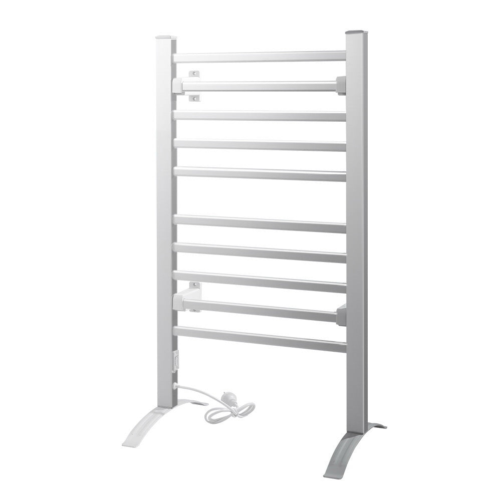 Devanti Electric Heated Towel Rail Rack 10 Bars Freestanding Clothes Dry Warmer - STripleB 