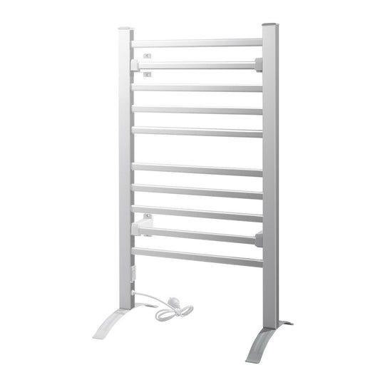 Devanti Electric Heated Towel Rail Rack 10 Bars Freestanding Clothes Dry Warmer - STripleB 