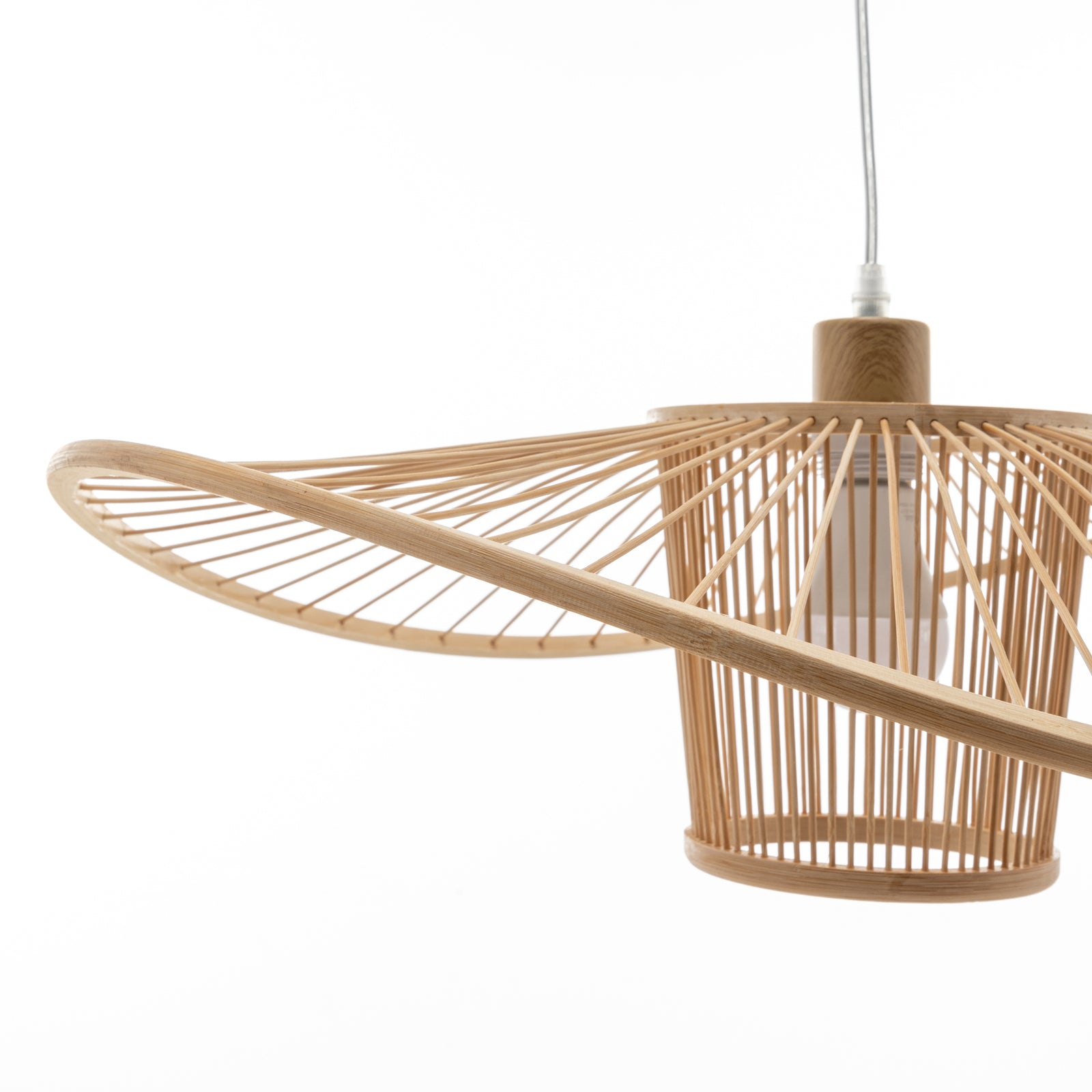 Elysian Breeze Natural Hand-Woven Bamboo Wide Brim Pendant Lamp - STripleB