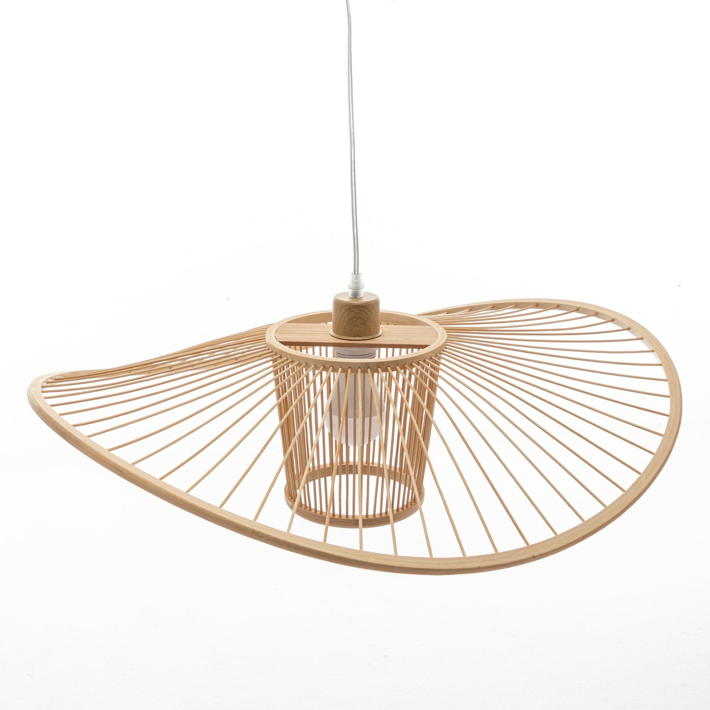 Elysian Breeze Natural Hand-Woven Bamboo Wide Brim Pendant Lamp - STripleB