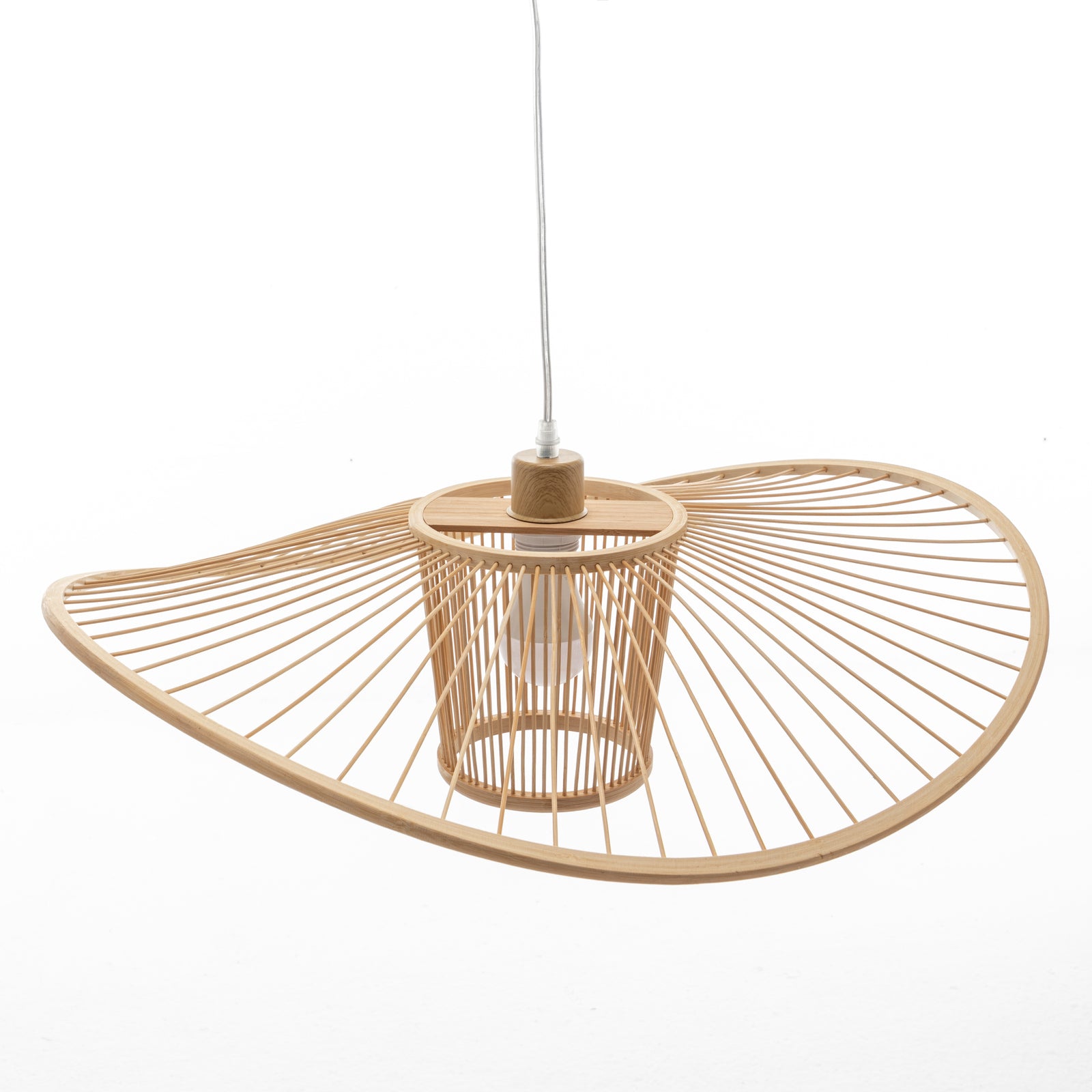 Elysian Breeze Natural Hand-Woven Bamboo Wide Brim Pendant Lamp - STripleB