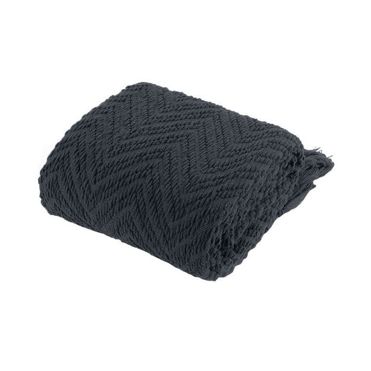 Ezra Knitted Throw Rug - Charcoal - STripleB