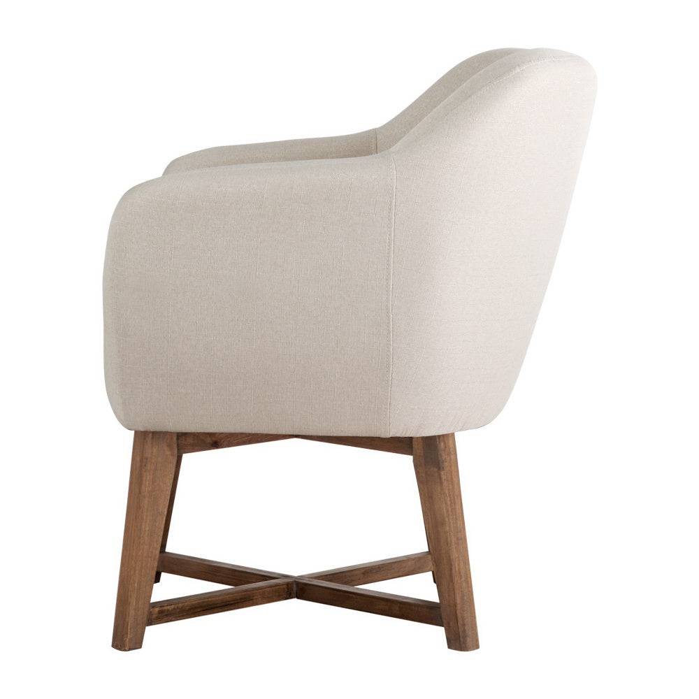 Artiss Fabric Tub Lounge Armchair - Beige - STripleB 