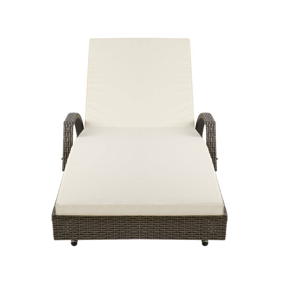2PC Outdoor Furniture Beach Chairs - Beige - STripleB 