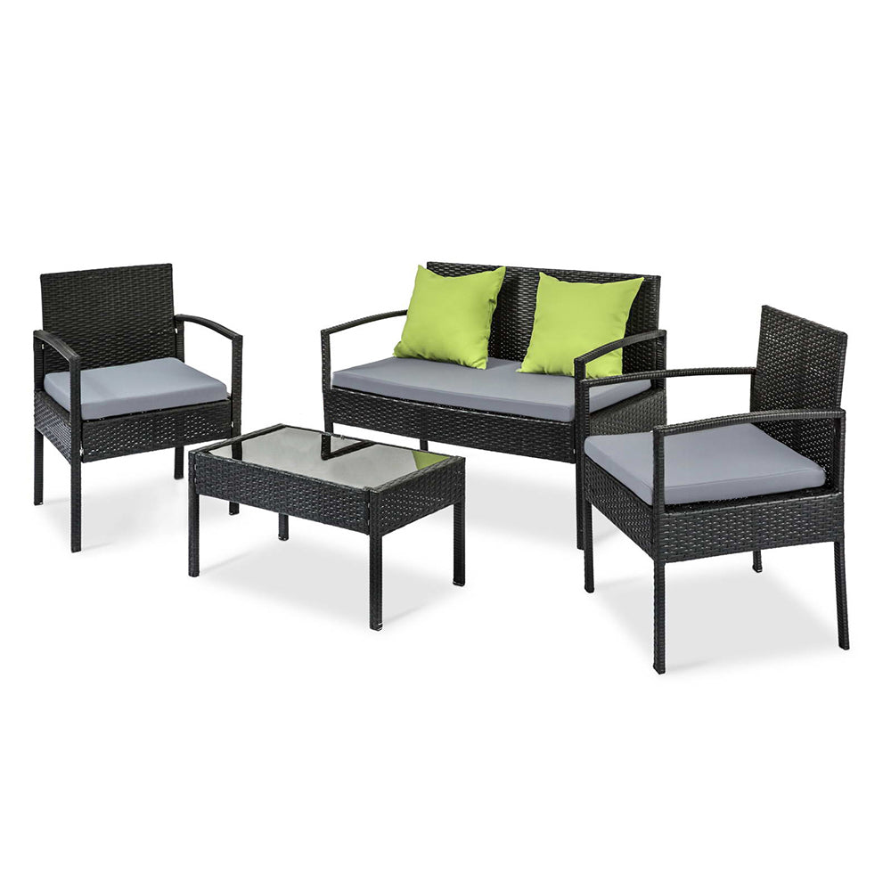 Gardeon Outdoor Sofa Set Wicker Lounge Setting Table and Chairs Patio Furniture - STripleB