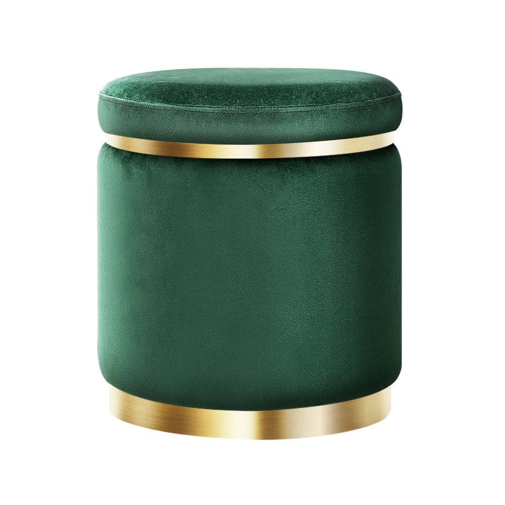 Artiss Ottoman Foot Stool Round Velvet Green - STripleB 