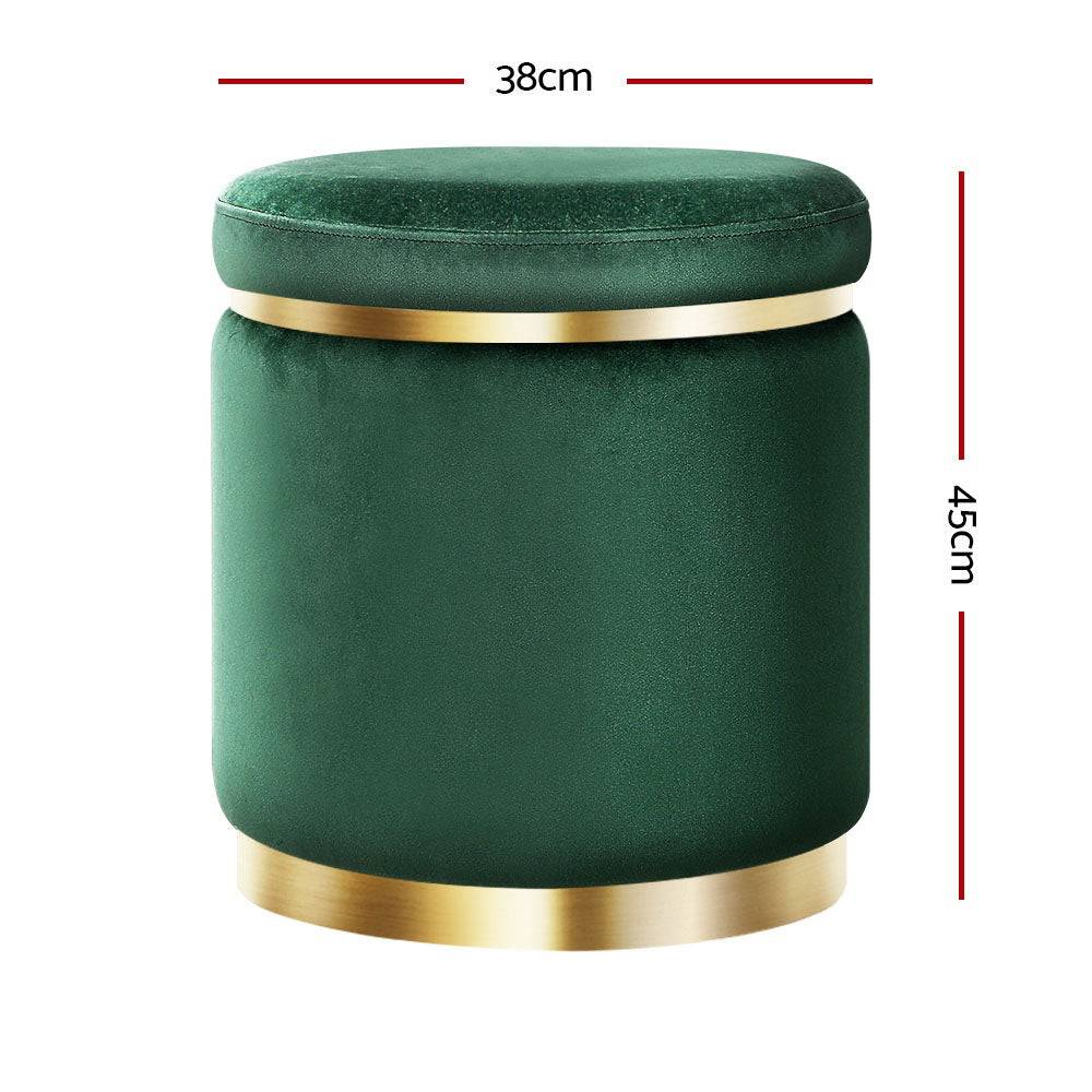 Artiss Ottoman Foot Stool Round Velvet Green - STripleB 