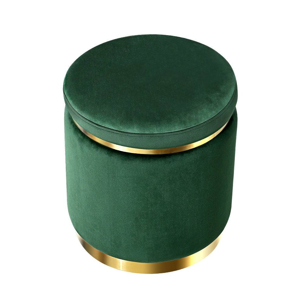 Artiss Ottoman Foot Stool Round Velvet Green - STripleB 