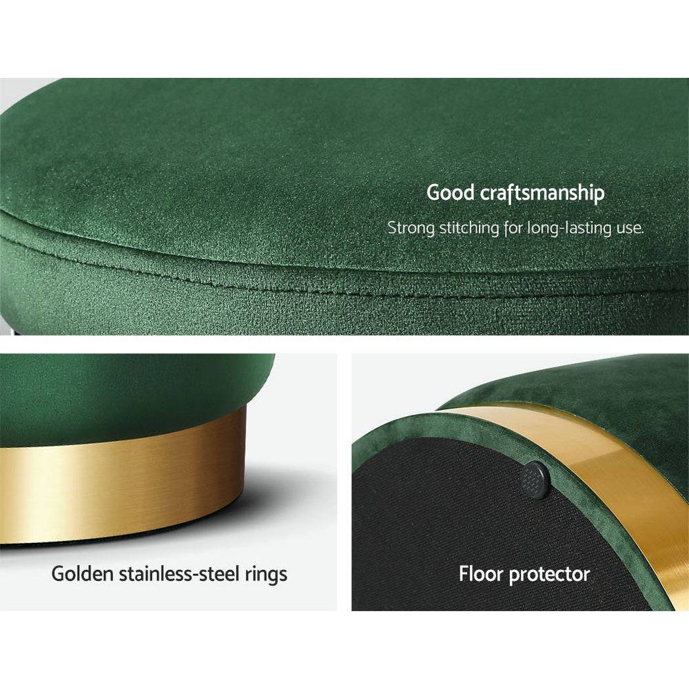 Artiss Ottoman Foot Stool Round Velvet Green - STripleB 