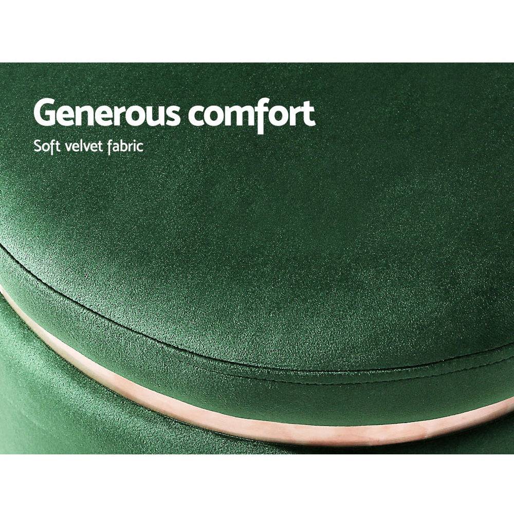 Artiss Ottoman Foot Stool Round Velvet Green - STripleB 