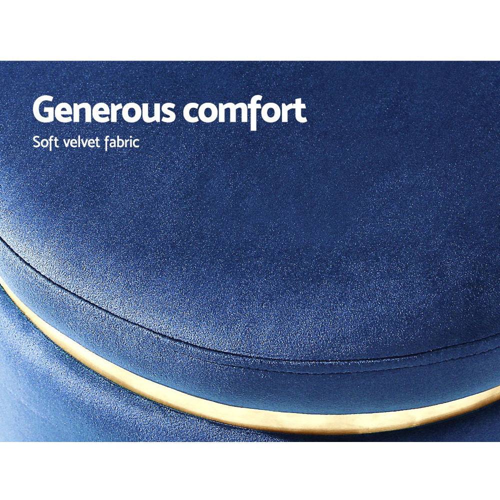 Artiss Ottoman Foot Stool Round Velvet Navy - STripleB 