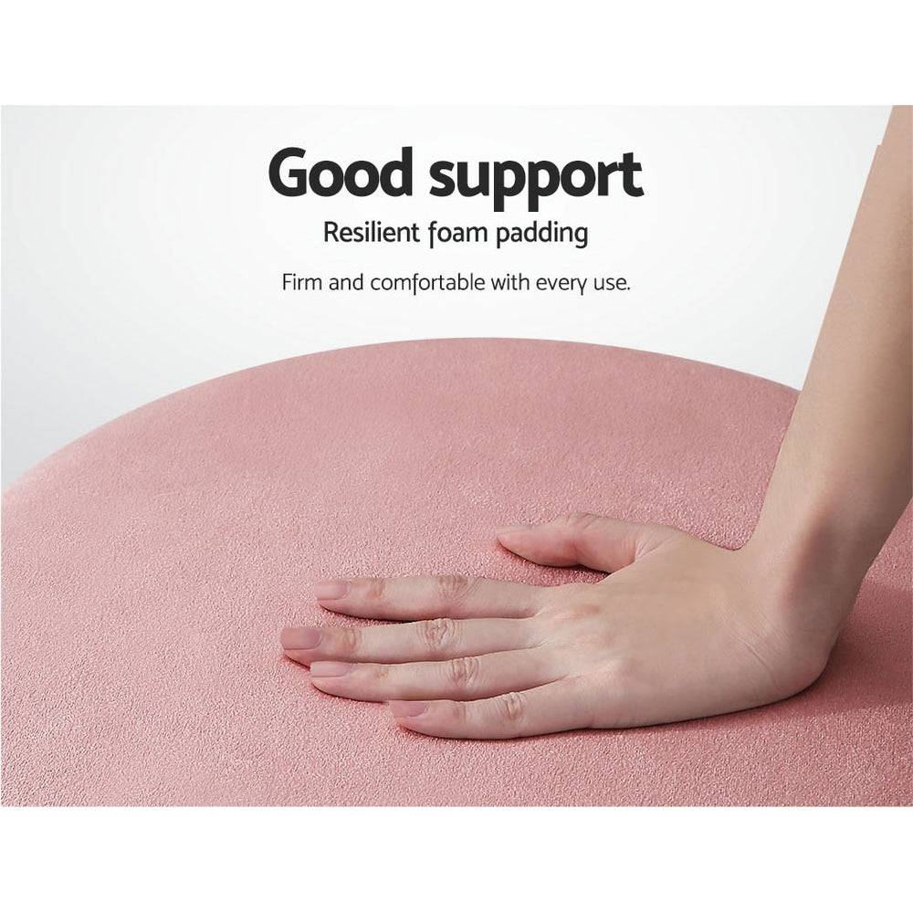 Artiss Ottoman Foot Stool Round Velvet Pink - STripleB 