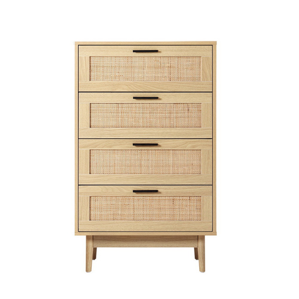  4 x Chest of Drawers - Rattan Tallboy Pine - BRIONY - STripleB