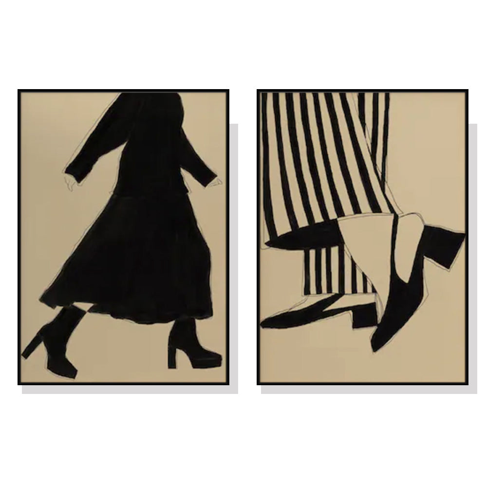 Fashion Illustration 2 Sets Black Frame Canvas - 70cmx100cm - STripleB