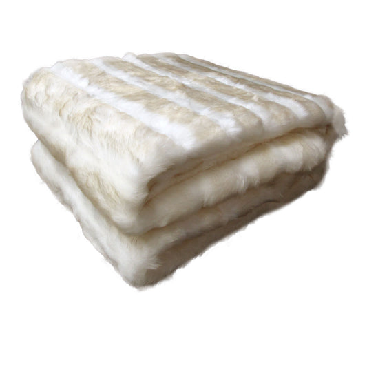 Faux Fur Luxury Animal Throw Rug White Cream Chinchilla - STripleB 
