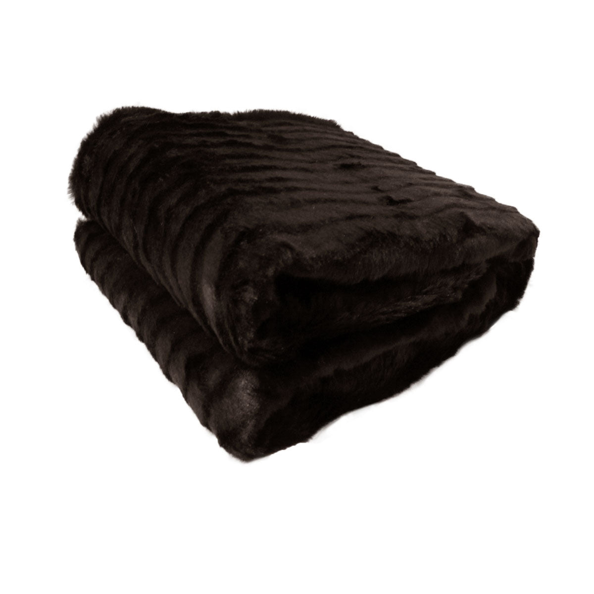 Faux Fur Striped Throw Rug Dark Chocolate - STripleB 