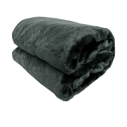 Faux Mink Throw Rug Charcoal - STripleB 