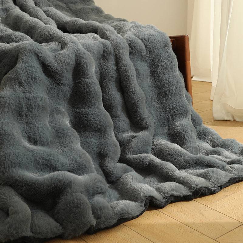 Faux Rabbit Fur Blanket - Soft, Warm, Thick Throw for Sofa or Bed - STripleB 