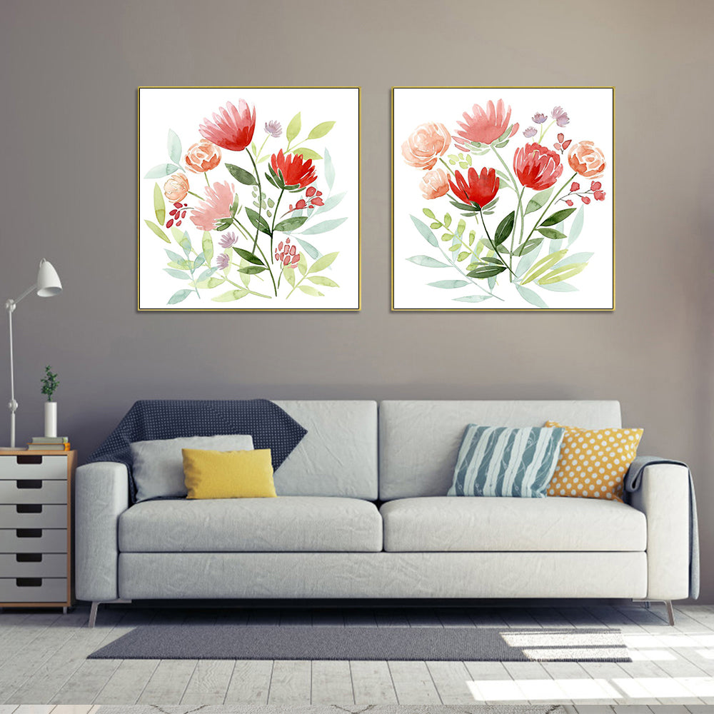 Florals 2 Sets Gold Frame Canvas - 70cmx70cm - STripleB
