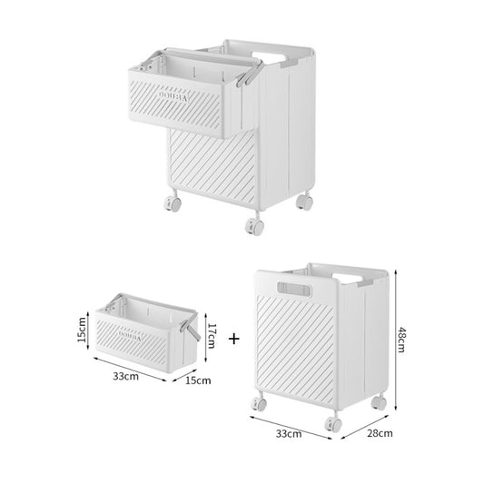 Foldable Laundry Basket with Wheels - 33*28*48cm - White - STripleB