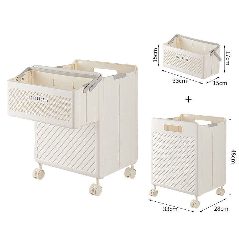 Foldable Laundry Basket with Wheels - Cream Yellow - STripleB