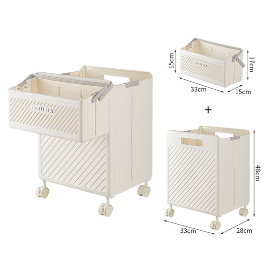 Foldable Laundry Basket with Wheels - Cream Yellow - STripleB