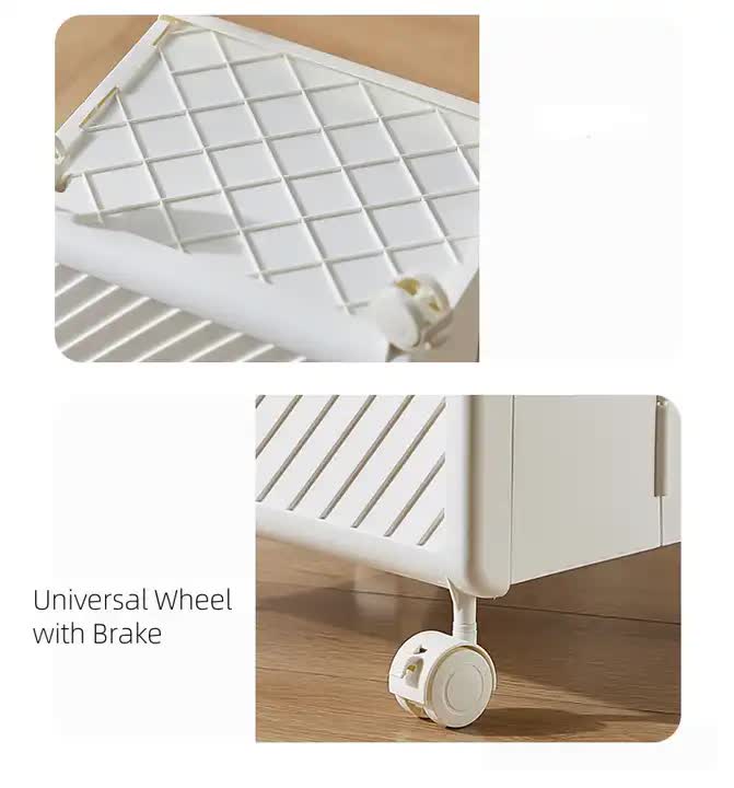 Foldable Laundry Basket with Wheels - Cream Yellow - STripleB