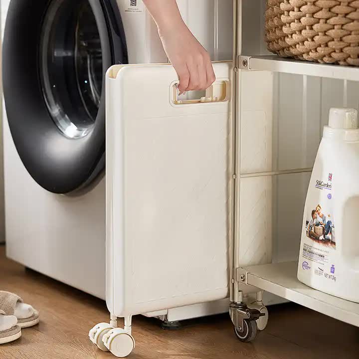 Foldable Laundry Basket with Wheels - Cream Yellow - STripleB