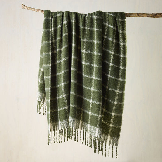 Forest Green - Faux Mohair Large Throw Rug -150 x 220 cm - STripleB