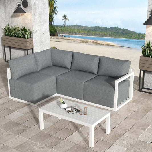 Four-Seat Alfresco Harmony Set – White - STripleB