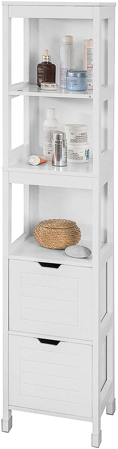 Freestanding Tall Cabinet with Standing Shelves and Drawers - STripleB