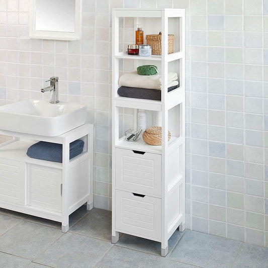 Freestanding Tall Cabinet with Standing Shelves and Drawers - STripleB
