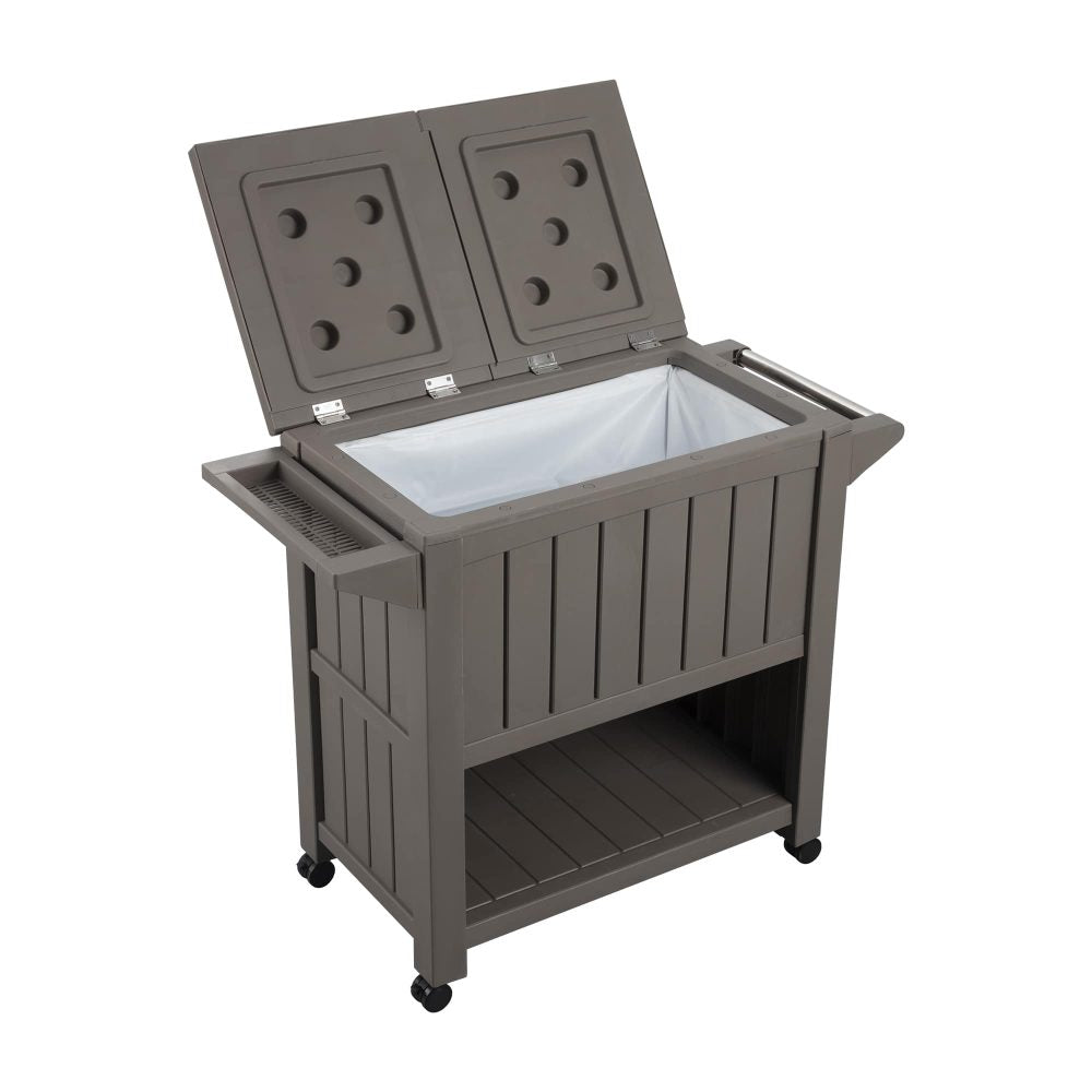 Garden Bar Serving Cart with Cooler - Taupe - STripleB