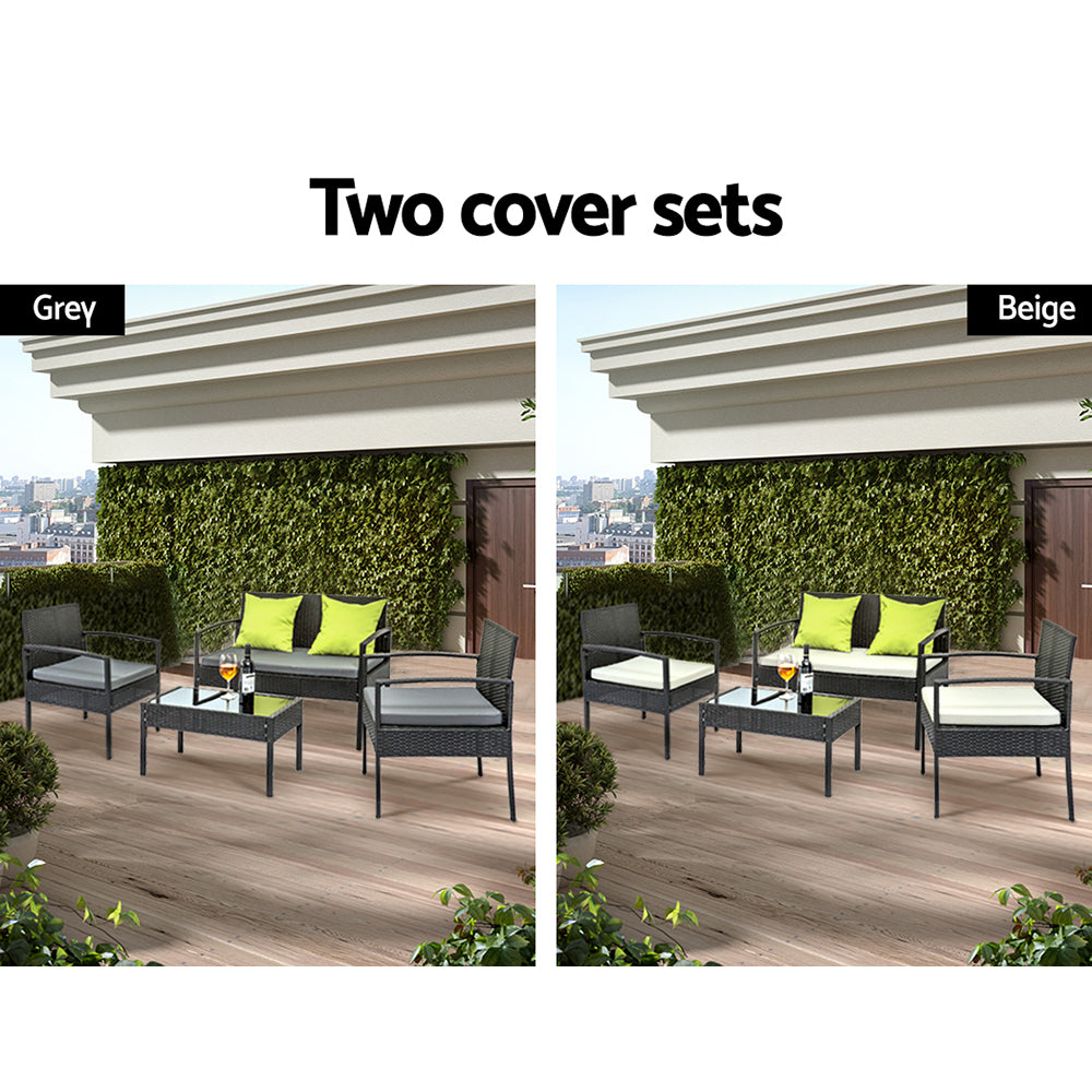 Gardeon Outdoor Sofa Set Wicker Lounge Setting Table and Chairs Patio Furniture - STripleB