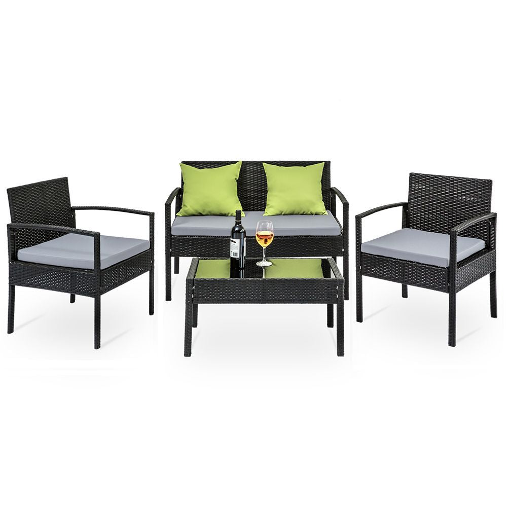 Gardeon Outdoor Sofa Set Wicker Lounge Setting Table and Chairs Patio Furniture - STripleB