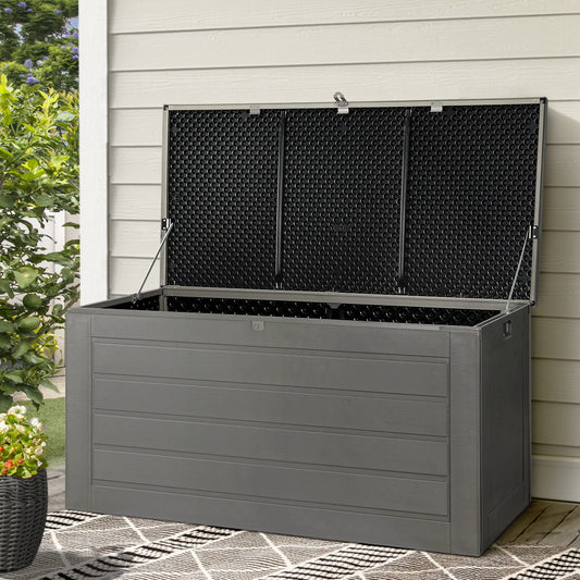 Gardeon Outdoor Storage Box 680L Container Lockable Garden Bench Tool Shed Black - STripleB 