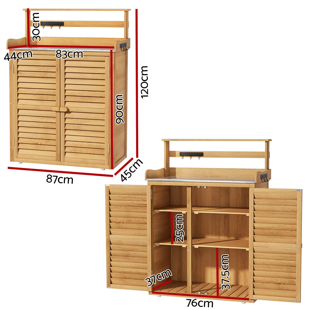 Gardeon Outdoor Storage Cabinet Box Potting Bench Table Shelf Chest Garden Shed - STripleB 