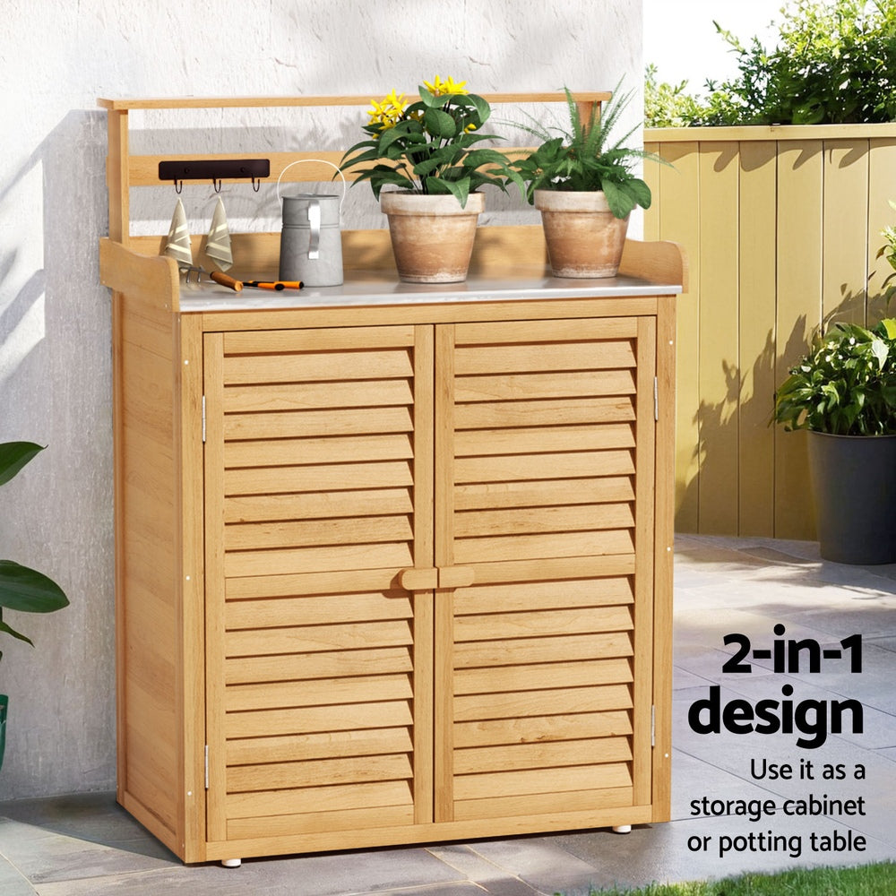 Gardeon Outdoor Storage Cabinet Box Potting Bench Table Shelf Chest Garden Shed - STripleB 