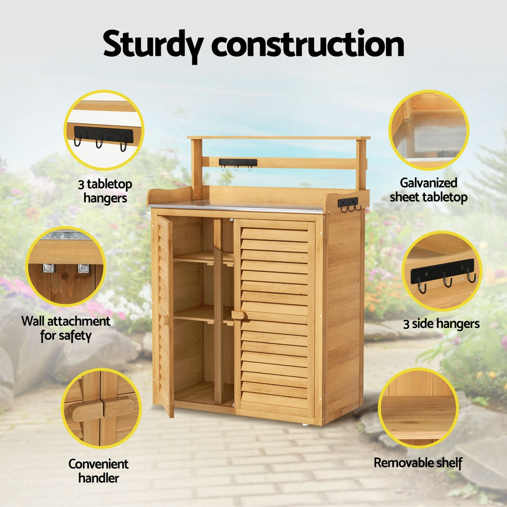 Gardeon Outdoor Storage Cabinet Box Potting Bench Table Shelf Chest Garden Shed - STripleB 