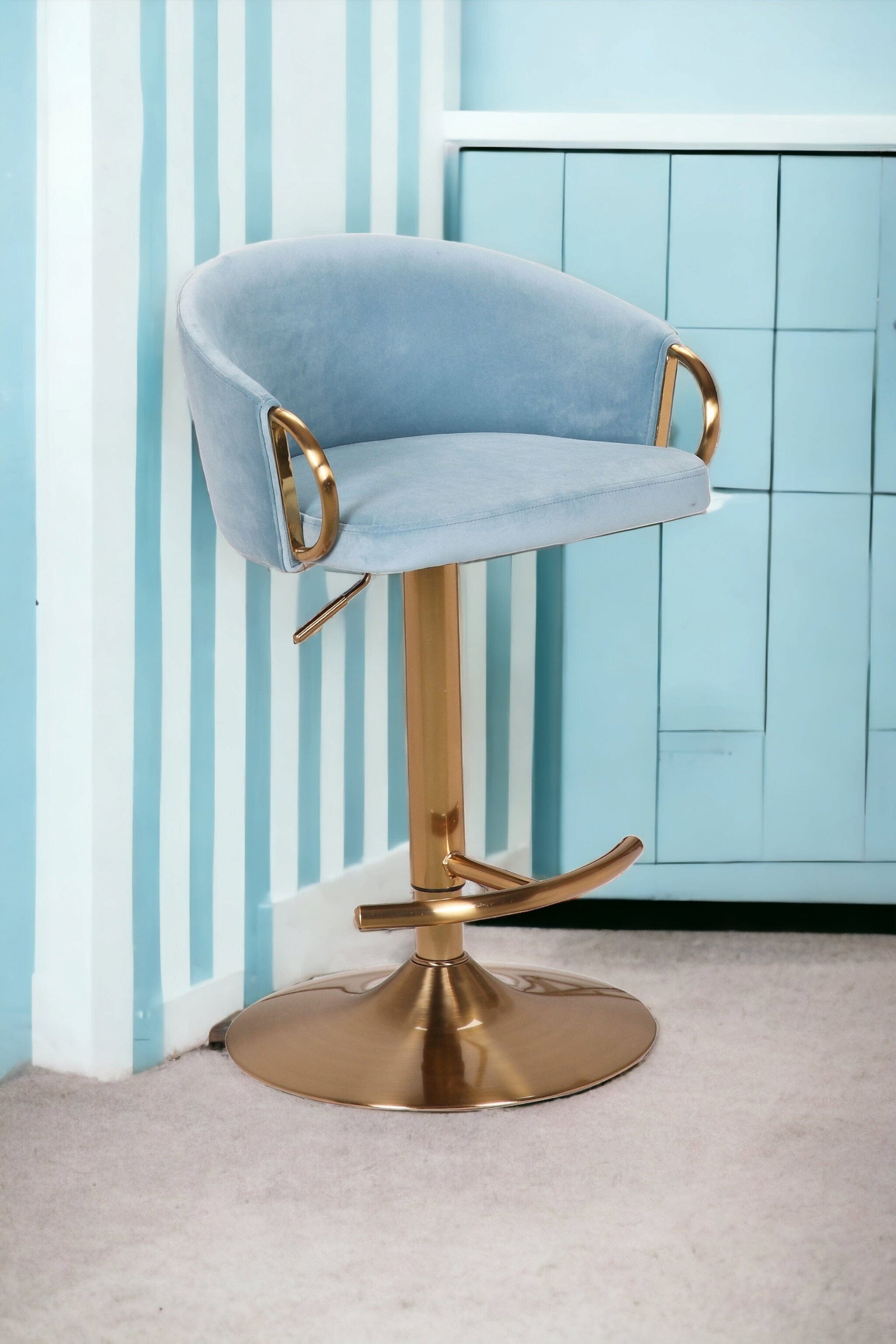 Gas Lift Bar stool - Light Blue - STripleB