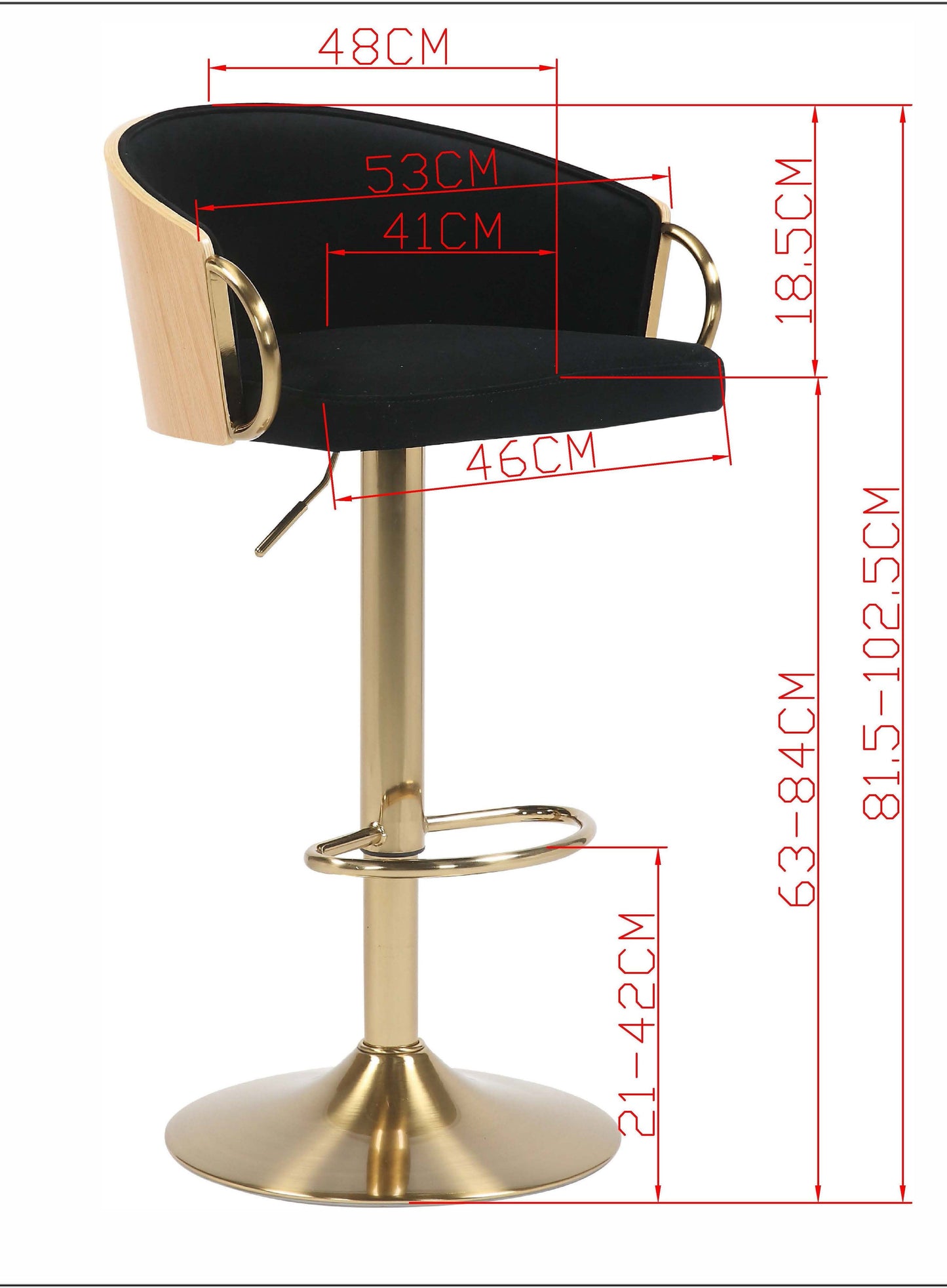 Gas Lift Bat Stool - Black - STripleB