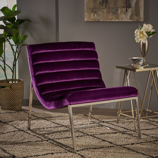 Glorie Plum Velvet Sofa Accent Chair ArmChair - STripleB